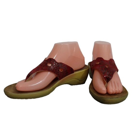 Fly Flot Thong Sandals Red Animal Print US 8.5 EUR 39 Flip Flops Laser Cut Italy - Picture 3 of 9